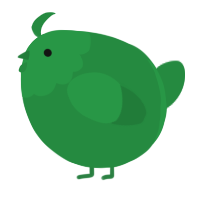 A viridian chicken with a head pattern