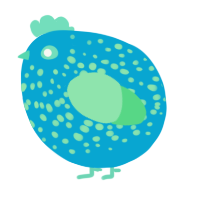 A cerulean and spring chicken with a speckle pattern