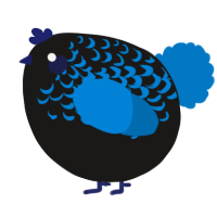 A sable and sapphire chicken with a half-lace pattern