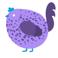 A lilac and overcast chicken with a speckle pattern