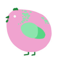 A pink and spring chicken with a neck-speckle pattern