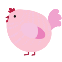 A rose and pink chicken with a bar pattern