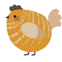 A orange and beige chicken with a bar pattern