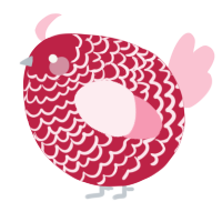 A crimson and rose chicken with a lace pattern