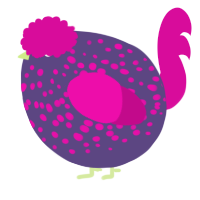 A overcast and fuchsia chicken with a speckle pattern