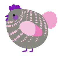 A ash and pink chicken with a bar pattern