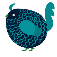 A tumblr and teal chicken with a lace pattern