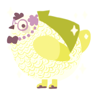 A white and lime chicken with a double-lace pattern