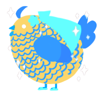 A honey and sapphire chicken with a lace pattern