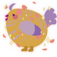 A honey and lilac chicken with a bar pattern