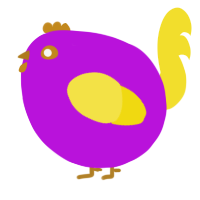 A amethyst and yellow chicken