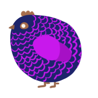A navy and amethyst chicken with a lace pattern