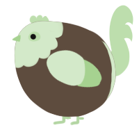A bark and gluppy chicken with a head pattern