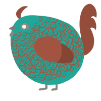 A turquoise and russet chicken with a double-lace pattern