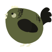 A olive and black chicken with a neck-band pattern