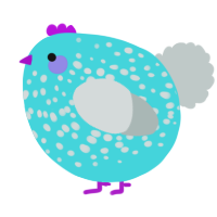 A aqua and silver chicken with a speckle pattern