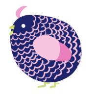 A navy and pink chicken with a lace pattern
