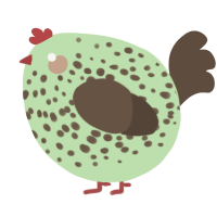 A gluppy and bark chicken with a speckle pattern