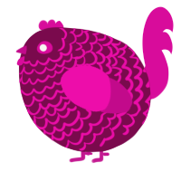 A wine and fuchsia chicken with a lace pattern