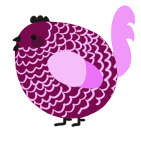 A wine and lavender chicken with a lace pattern