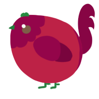 A crimson and maroon chicken with a head pattern