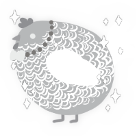 A grey and sable chicken with a double-lace pattern