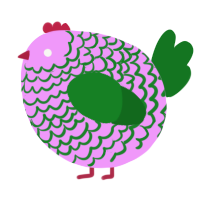 A lavender and leaf chicken with a lace pattern