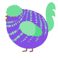 A blurple and spring chicken with a bar pattern