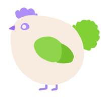 A cream and grass chicken