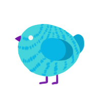 A aqua and cerulean chicken with a bar pattern