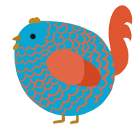A cerulean and vermilion chicken with a lace pattern