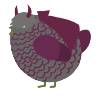 A grey and wine chicken with a lace pattern