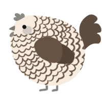 A cream and bark chicken with a lace pattern