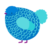 A sapphire and aqua chicken with a lace pattern