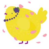 A yellow chicken with a speckle pattern