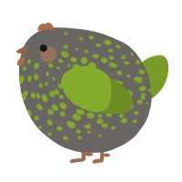 A grey and chartreuse chicken with a speckle pattern