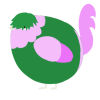A viridian and lavender chicken with a head pattern