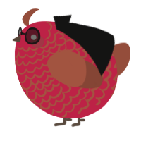 A crimson and russet chicken with a lace pattern