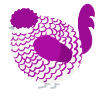 A white and plum chicken with a lace pattern