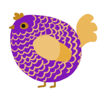 A violet and honey chicken with a lace pattern