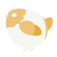 A white and honey chicken with a head pattern