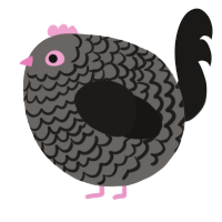 A grey and sable chicken with a lace pattern