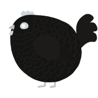 A black and sable chicken with a lace pattern