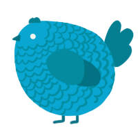 A cerulean and sea chicken with a lace pattern