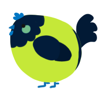 A lime and tumblr chicken with a head pattern