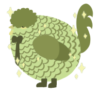 A mint and chartreuse chicken with a lace pattern