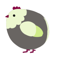A grey and apple chicken with a head pattern