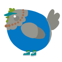 A sapphire and ash chicken with a head pattern