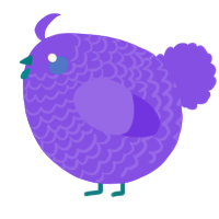A blurple chicken with a lace pattern