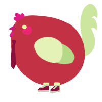 A crimson and gluppy chicken